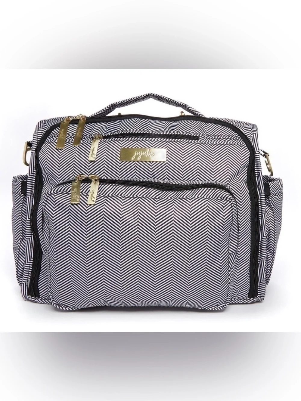 JuJuBe B.F.F. Convertible Diaper Bag Queen of the Nile Chevron Backpack Set